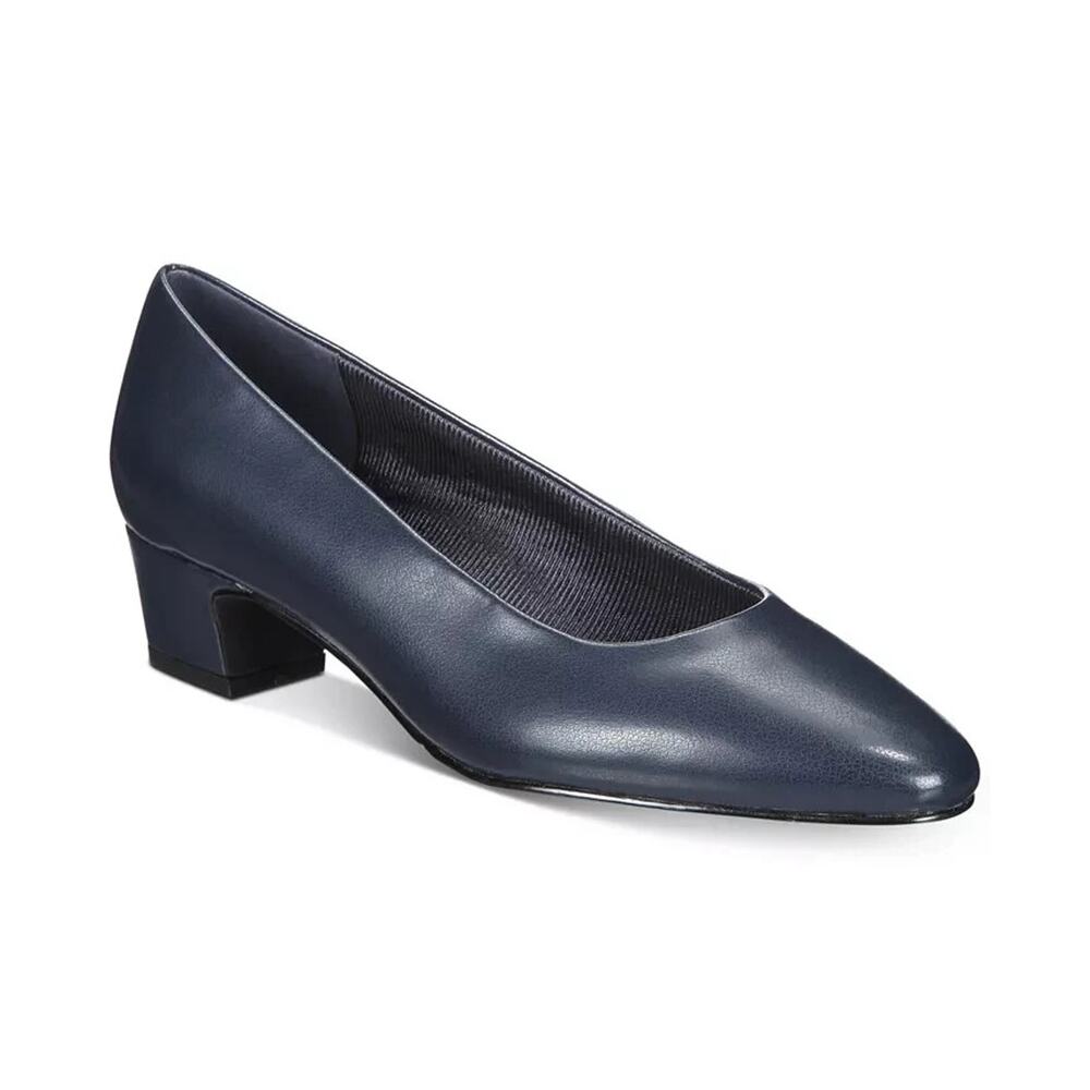 Easy Street Women's Prim Kitten Heel Pumps, Navy Size 7M